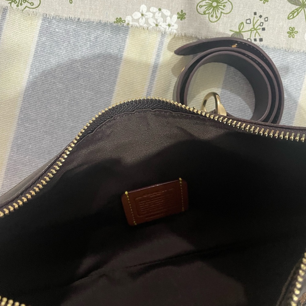 Coach Brown and Dark Brown Signature Jacquard Shoulder Bag with Gold Hardware - Picture 8 of 10